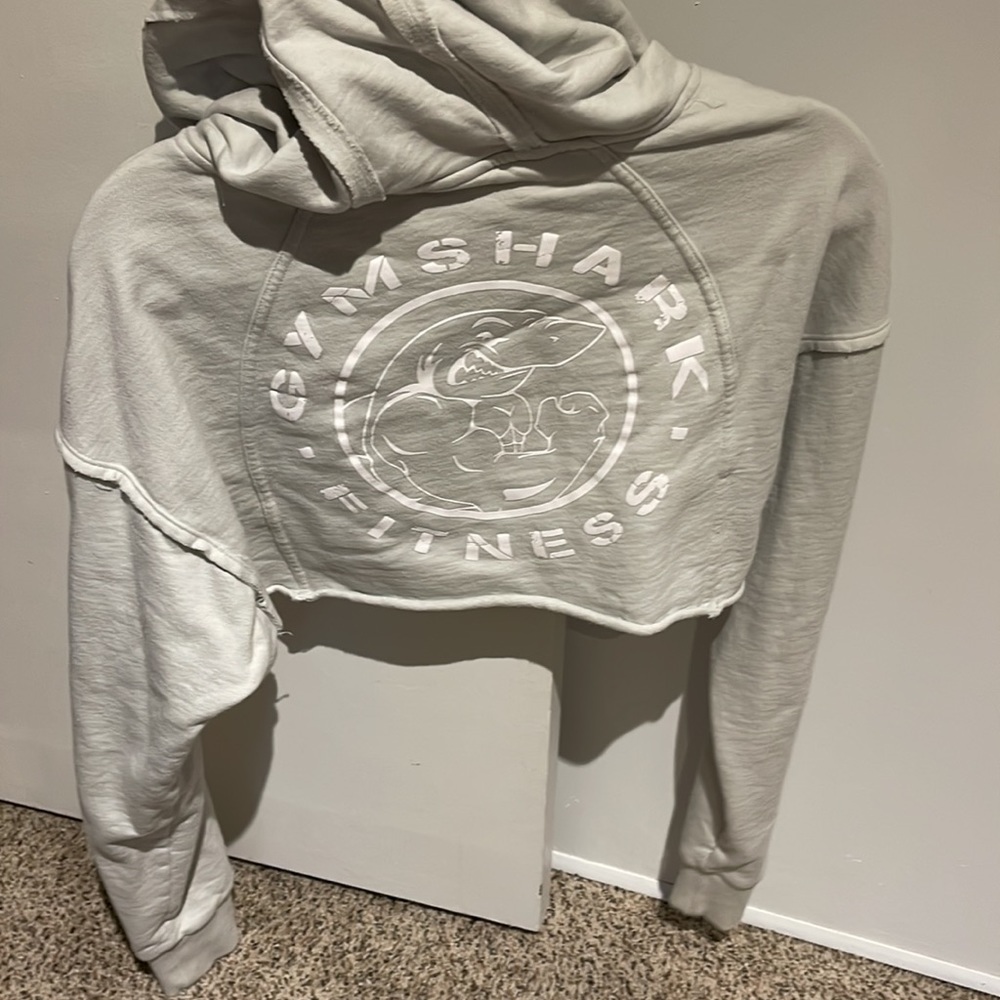 Women’s XL griege GYMSHARK cropped hoodie - thick & soft